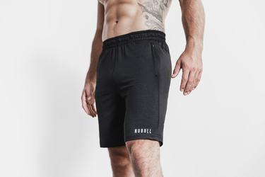 Nobull Lightweight Knit 9" Men's Shorts Black | Australia (HU0792)